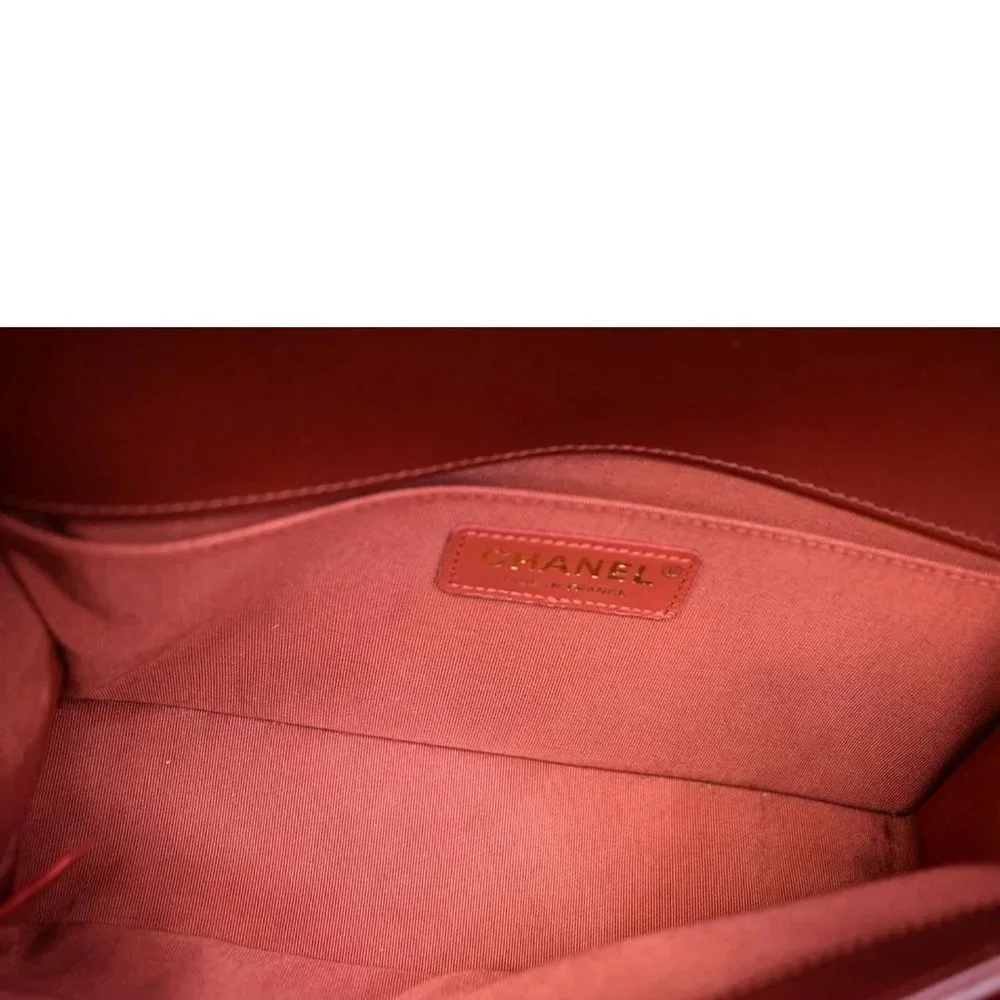 CHANEL  Medium Boy Flap Calf Leather Shoulder Bag Red - Picture 14 of 14